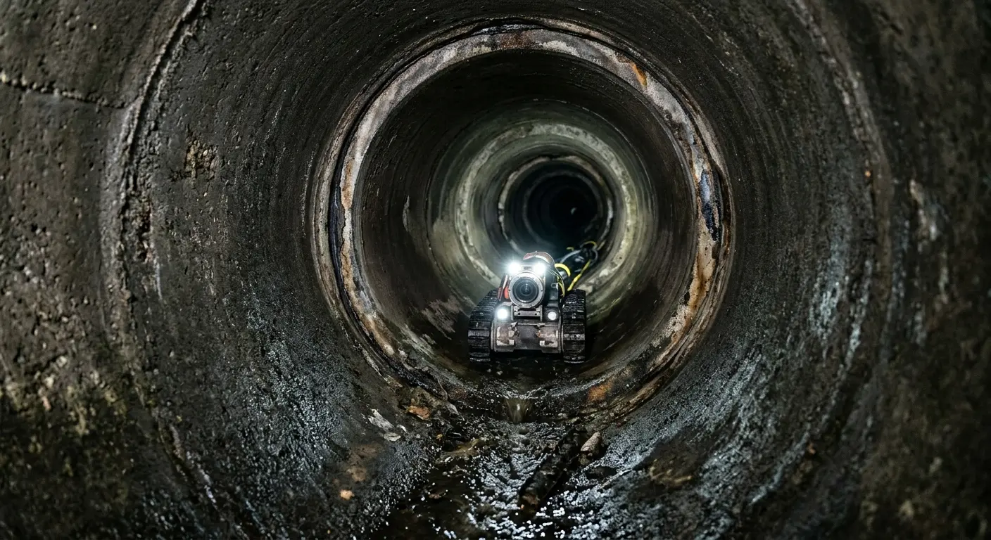 Robotic sewer camera inspecting pipe interior for Drain Snake Service in Vallejo